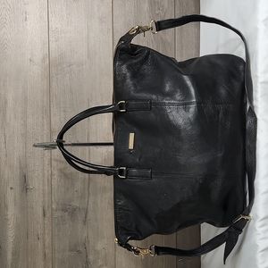 Large Kate Spade Black Leather Travel Shoulder Bag Tote